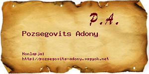 Pozsegovits Adony névjegykártya